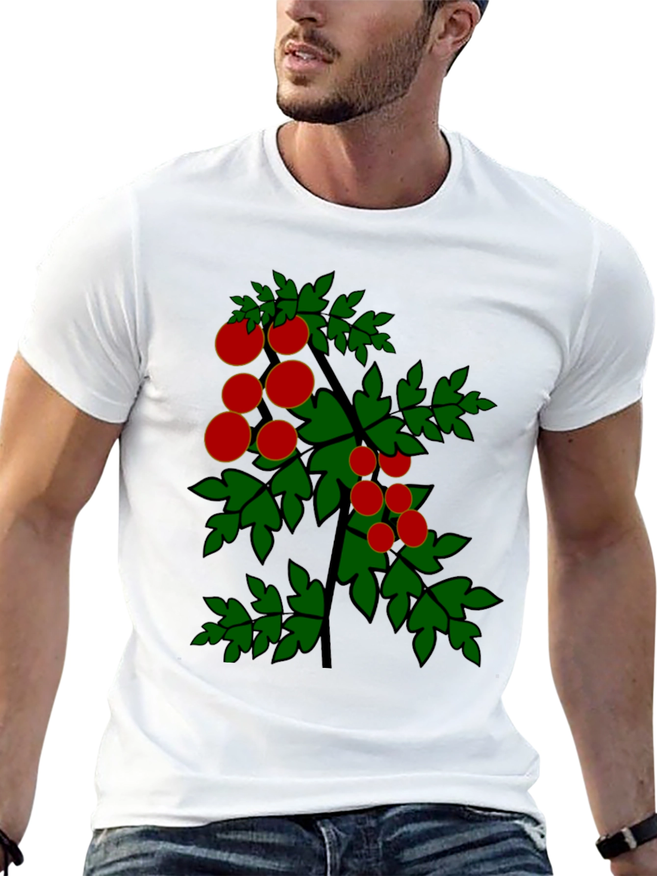 Tomato Plant Graphic Tee - Black Cotton T-Shirt