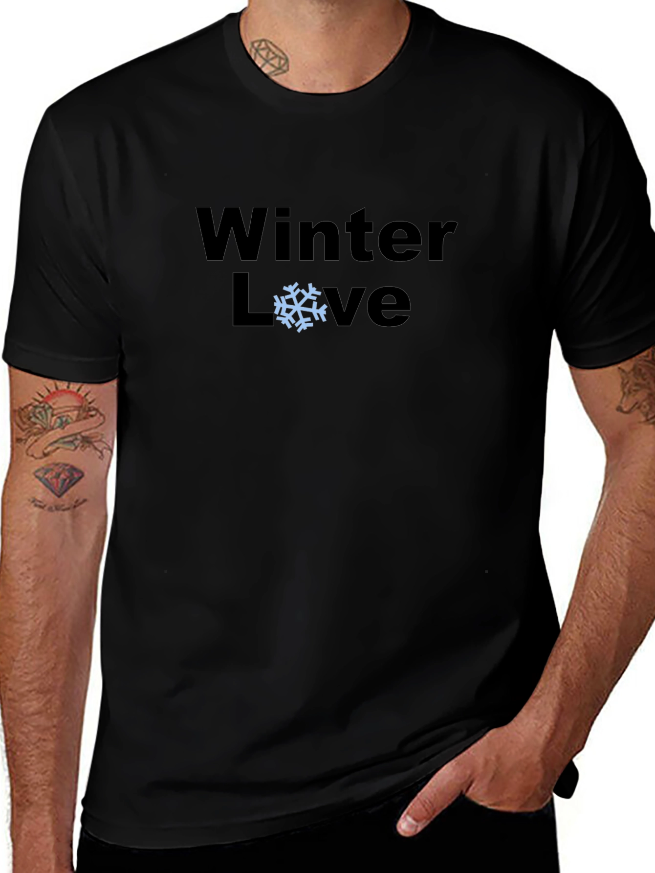 Winter Love Graphic T-Shirt - Black
