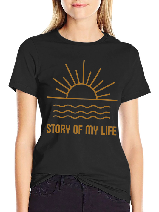 Story Of My Life Graphic Tee - Black Cotton