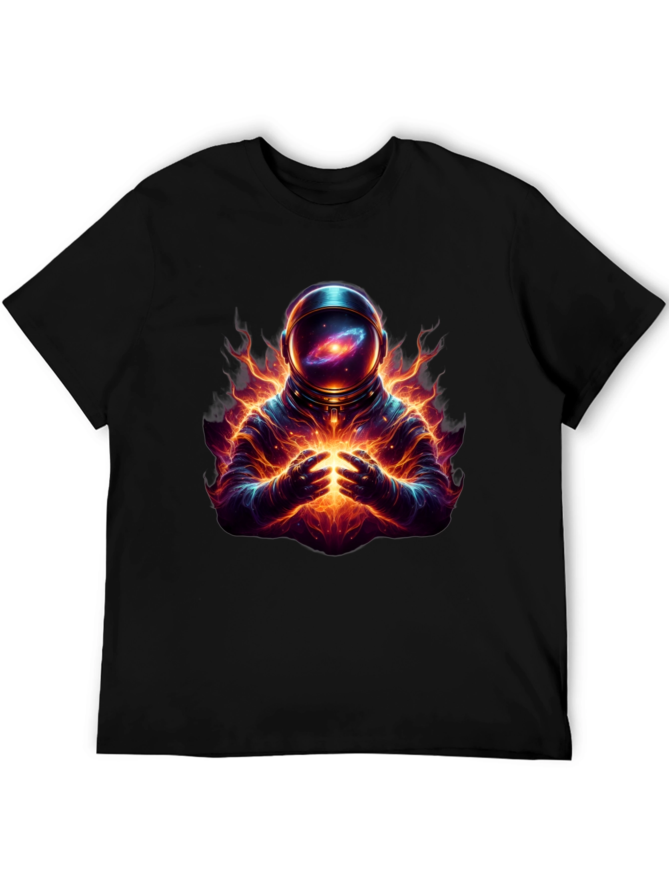 Astronaut Galaxy Fire Black T-Shirt