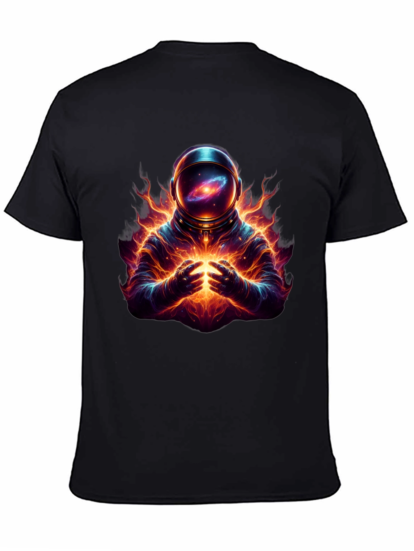 Astronaut Galaxy Fire Black T-Shirt