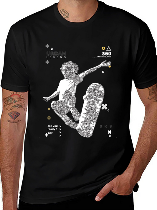 Urban Legend Skateboarder Graphic Tee - Black