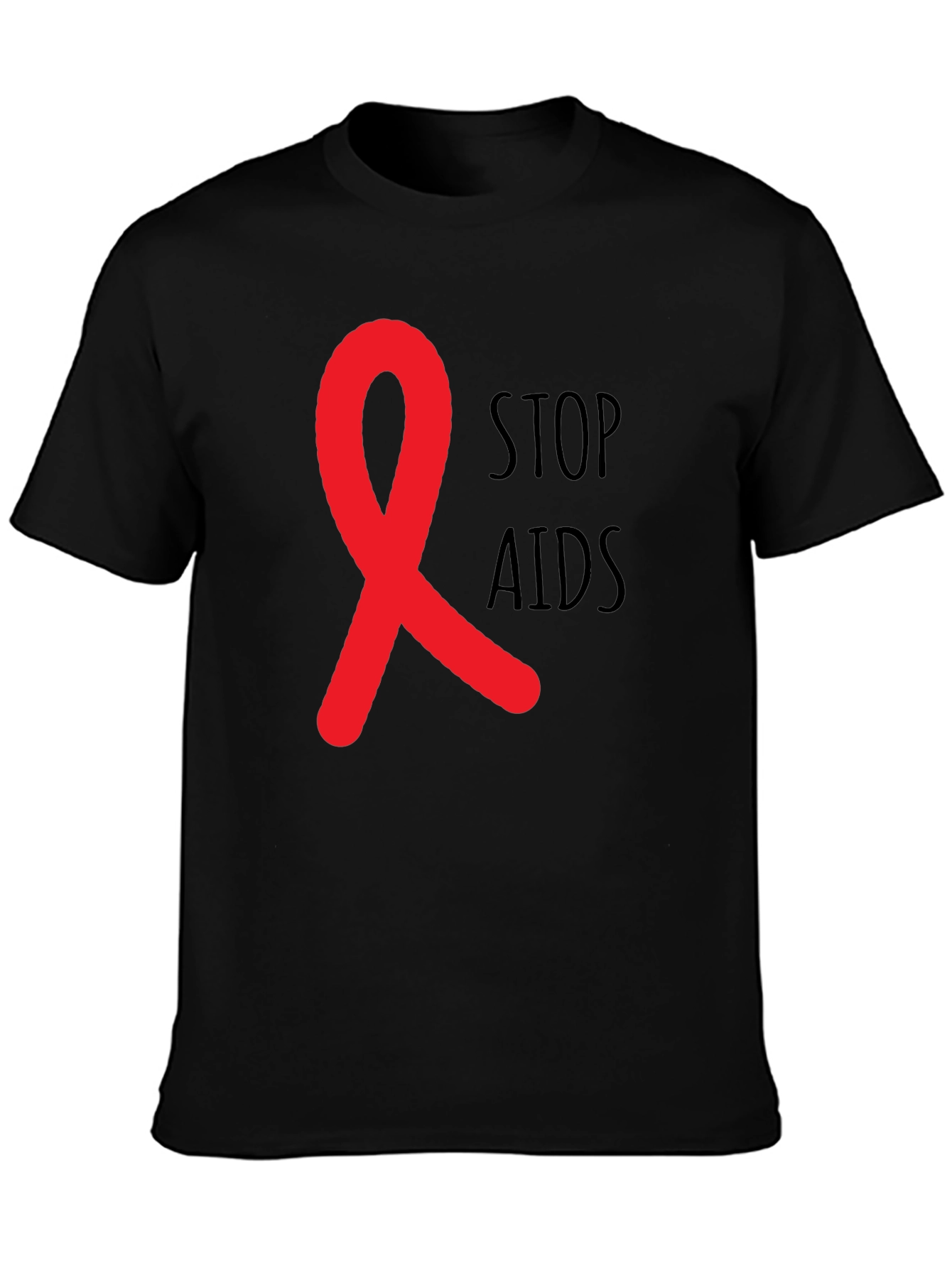 Stop AIDS Awareness Ribbon Graphic T-Shirt