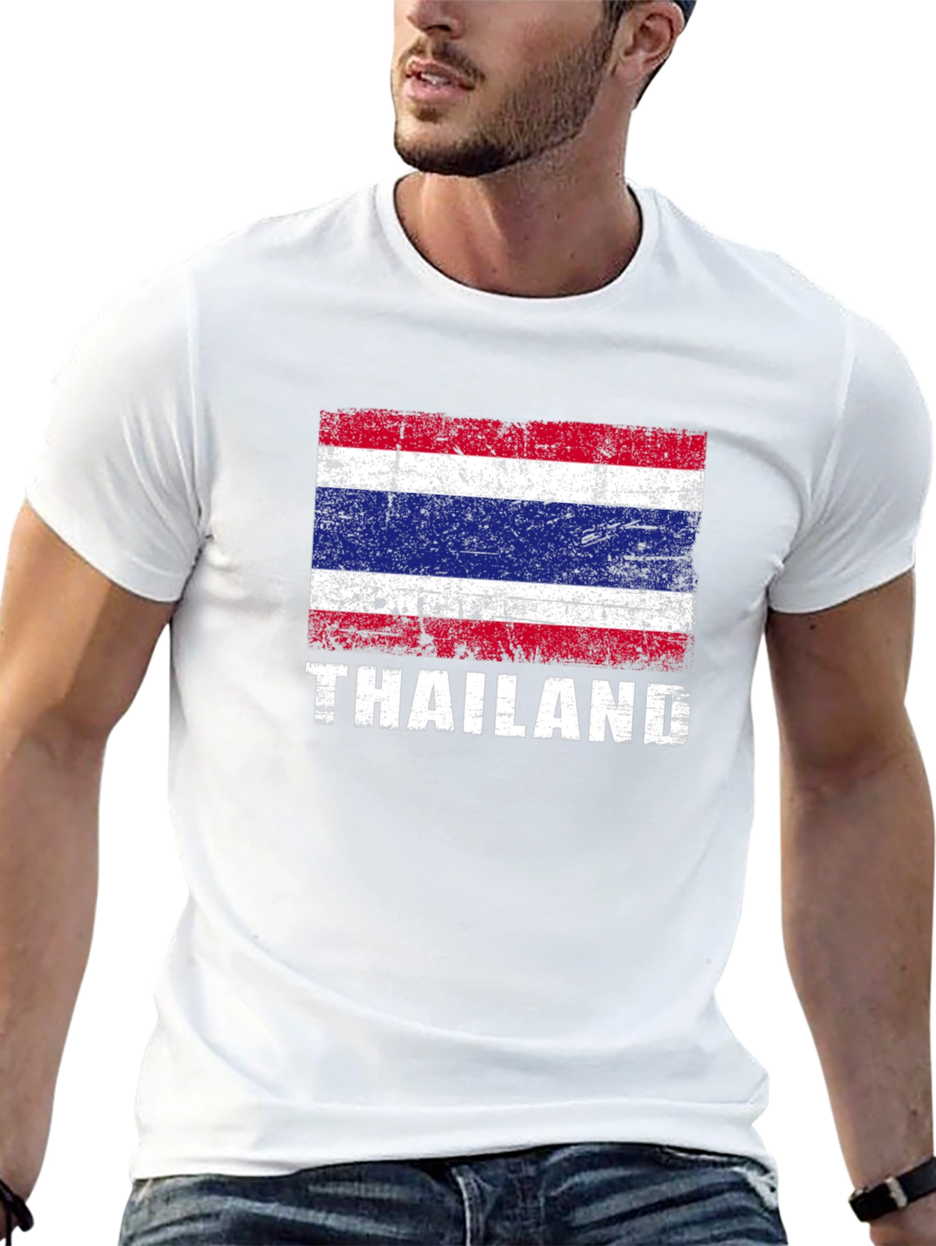 Thailand Flag T-Shirt - Distressed Style