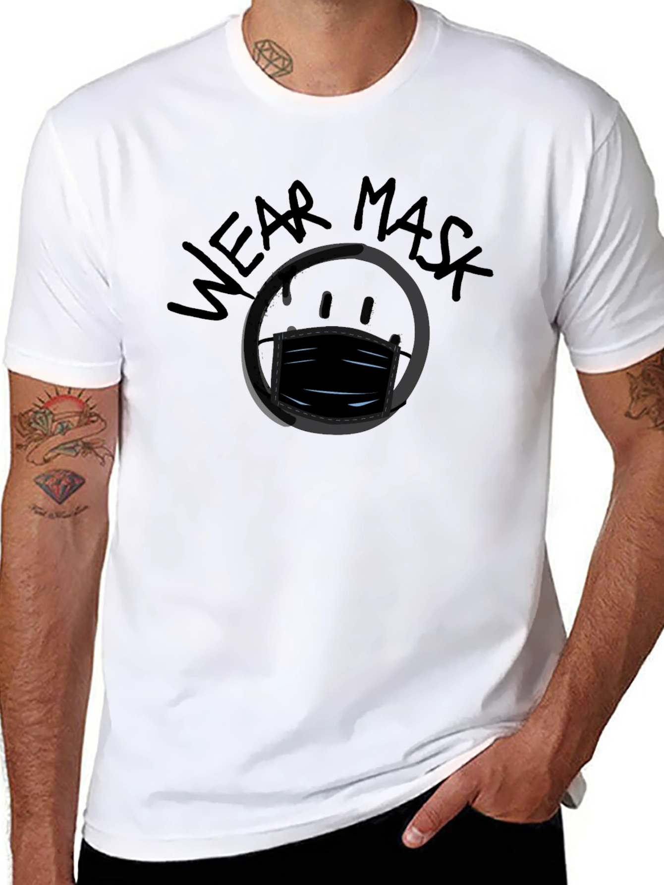Wear Mask Graphic Black T-Shirt