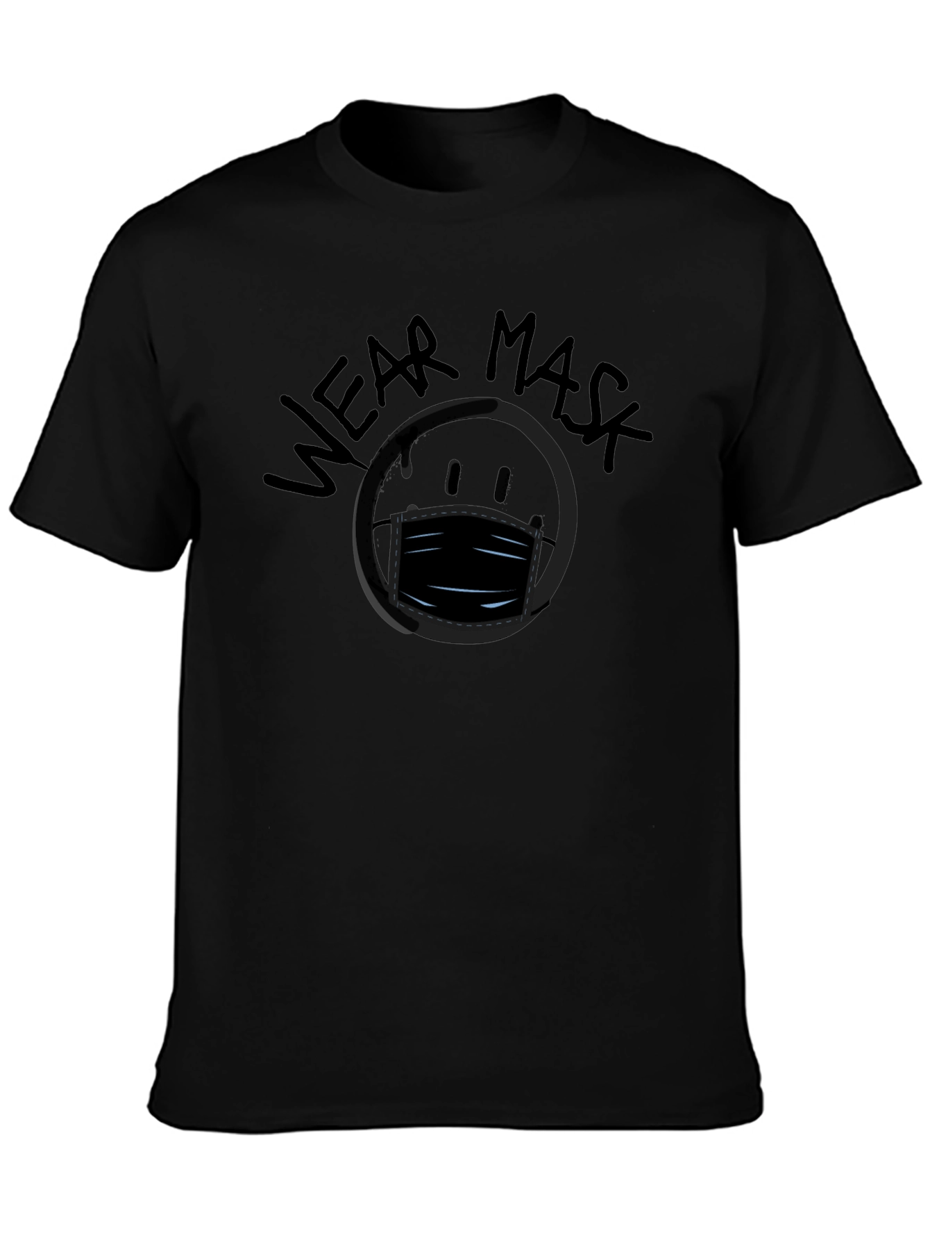 Wear Mask Graphic Black T-Shirt