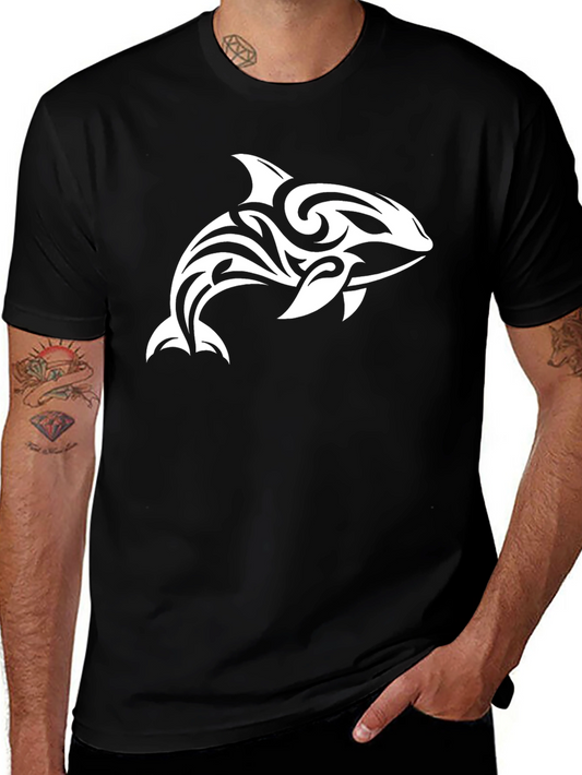 Tribal Dolphin Graphic Tee - Black