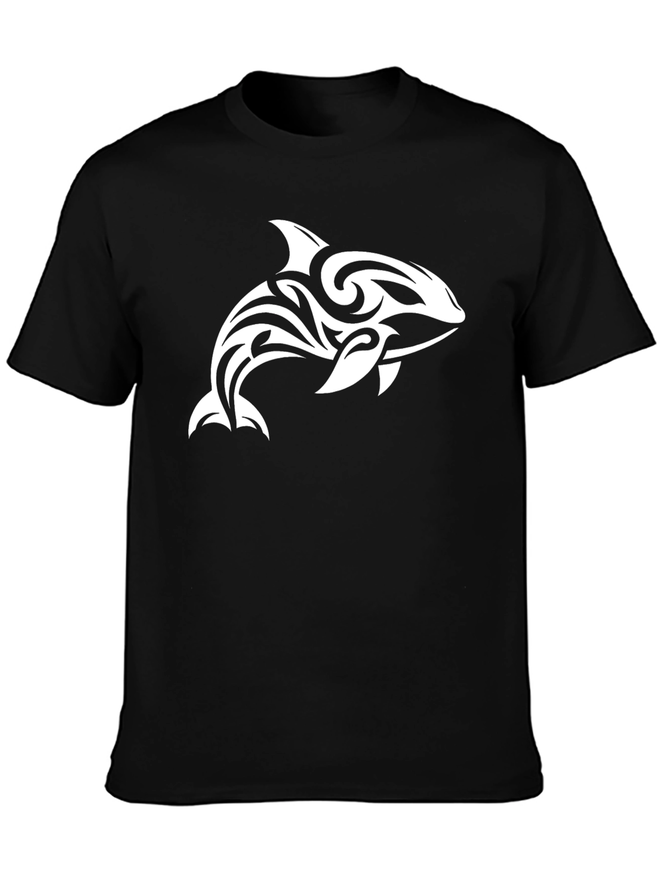 Tribal Dolphin Graphic Tee - Black