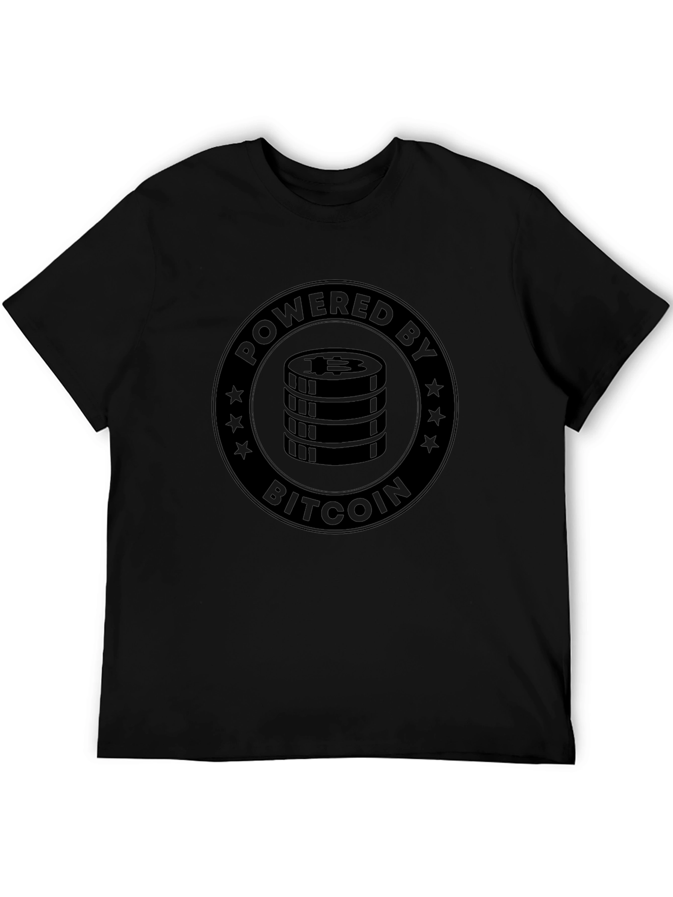 Bitcoin Powered Black Graphic T-Shirt Crypto Tee