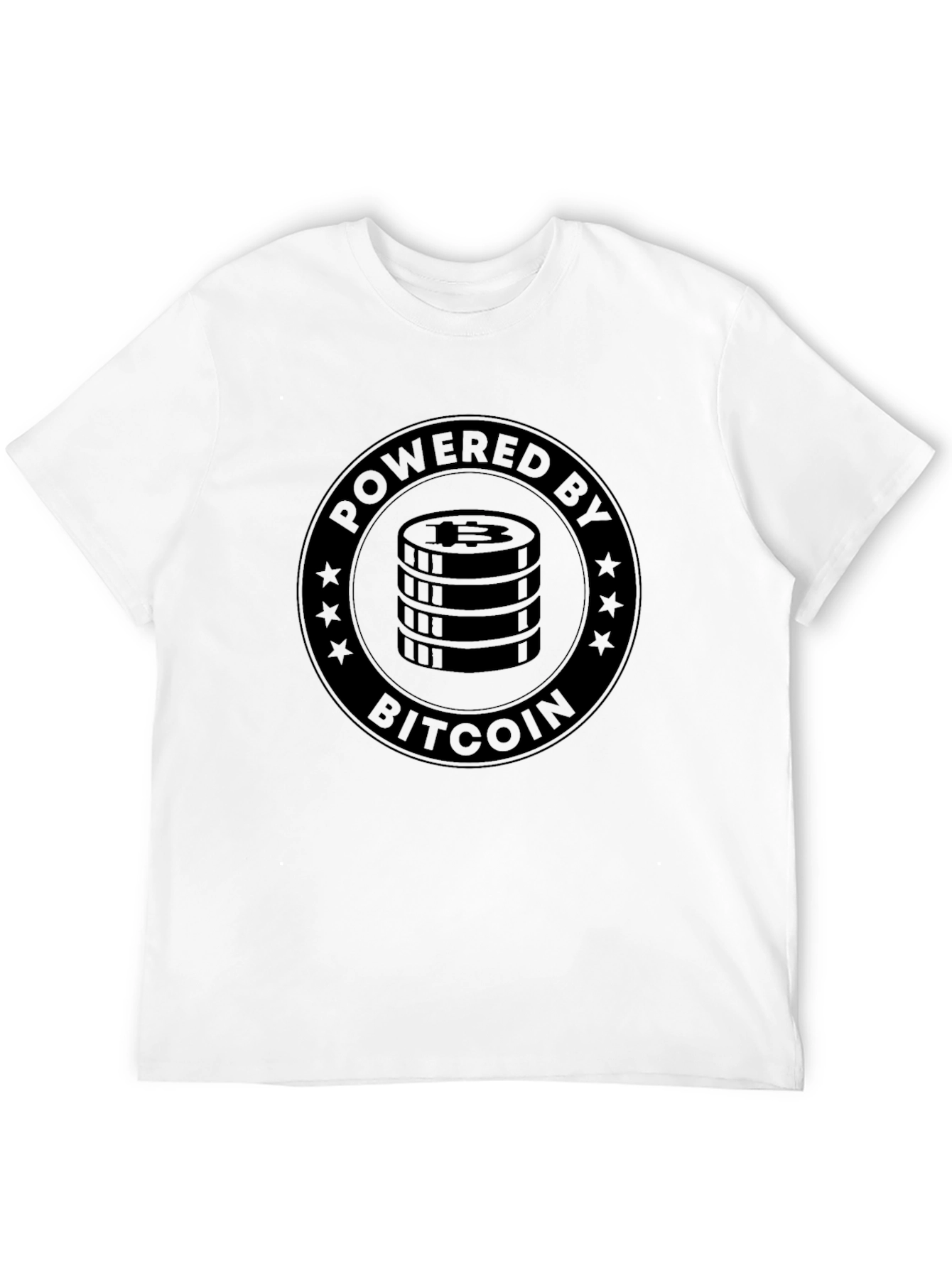 Bitcoin Powered Black Graphic T-Shirt Crypto Tee