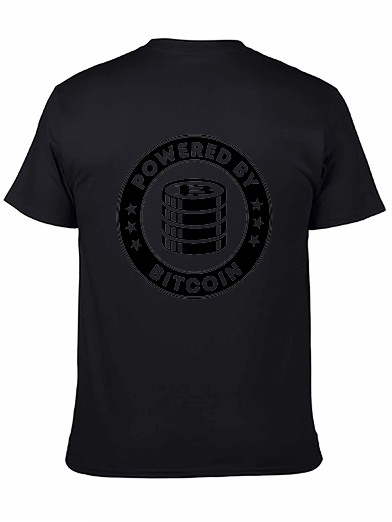 Bitcoin Powered Black Graphic T-Shirt Crypto Tee