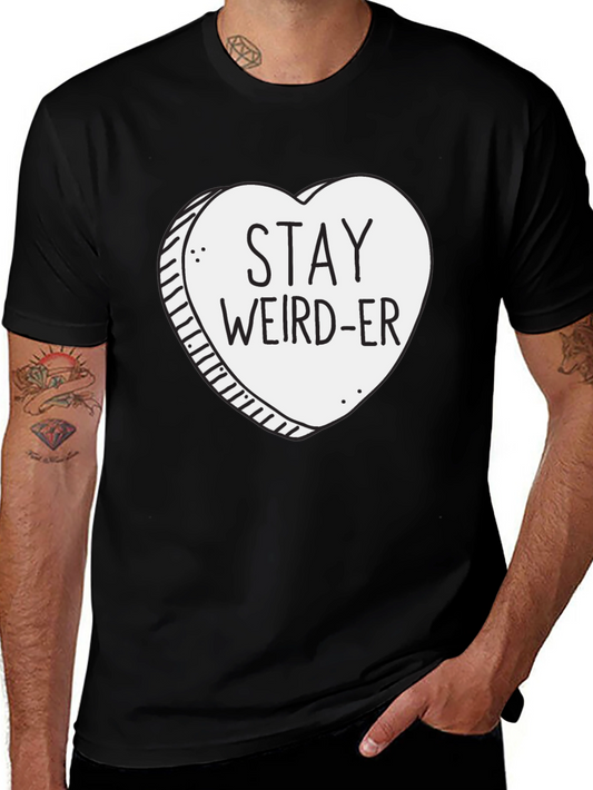 Stay Weird-er Heart Graphic Black T-Shirt