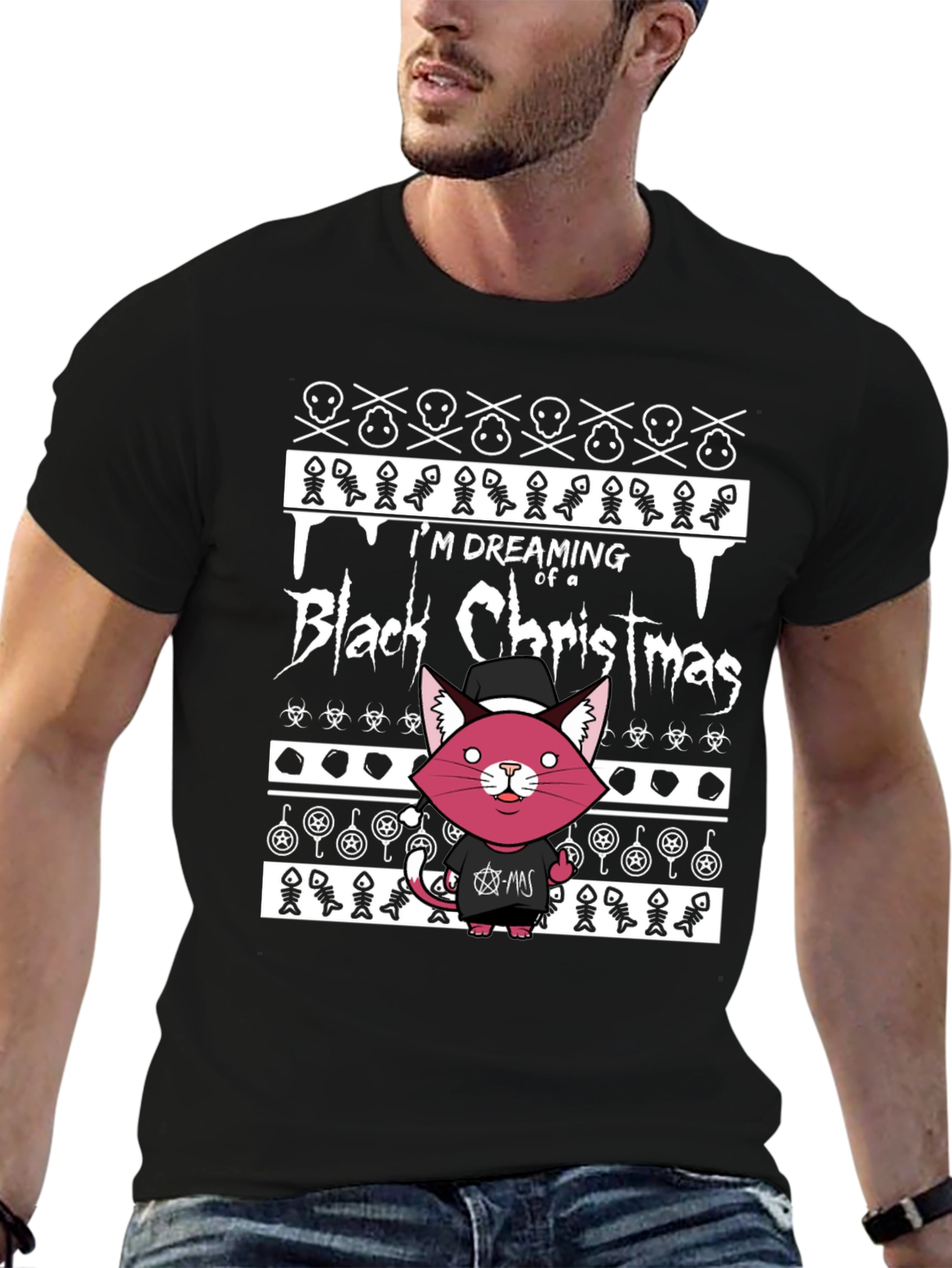 Black Christmas Cat T-Shirt