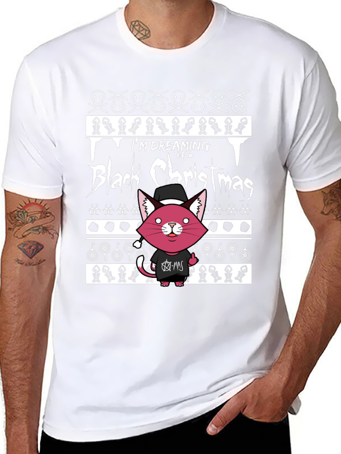Black Christmas Cat T-Shirt