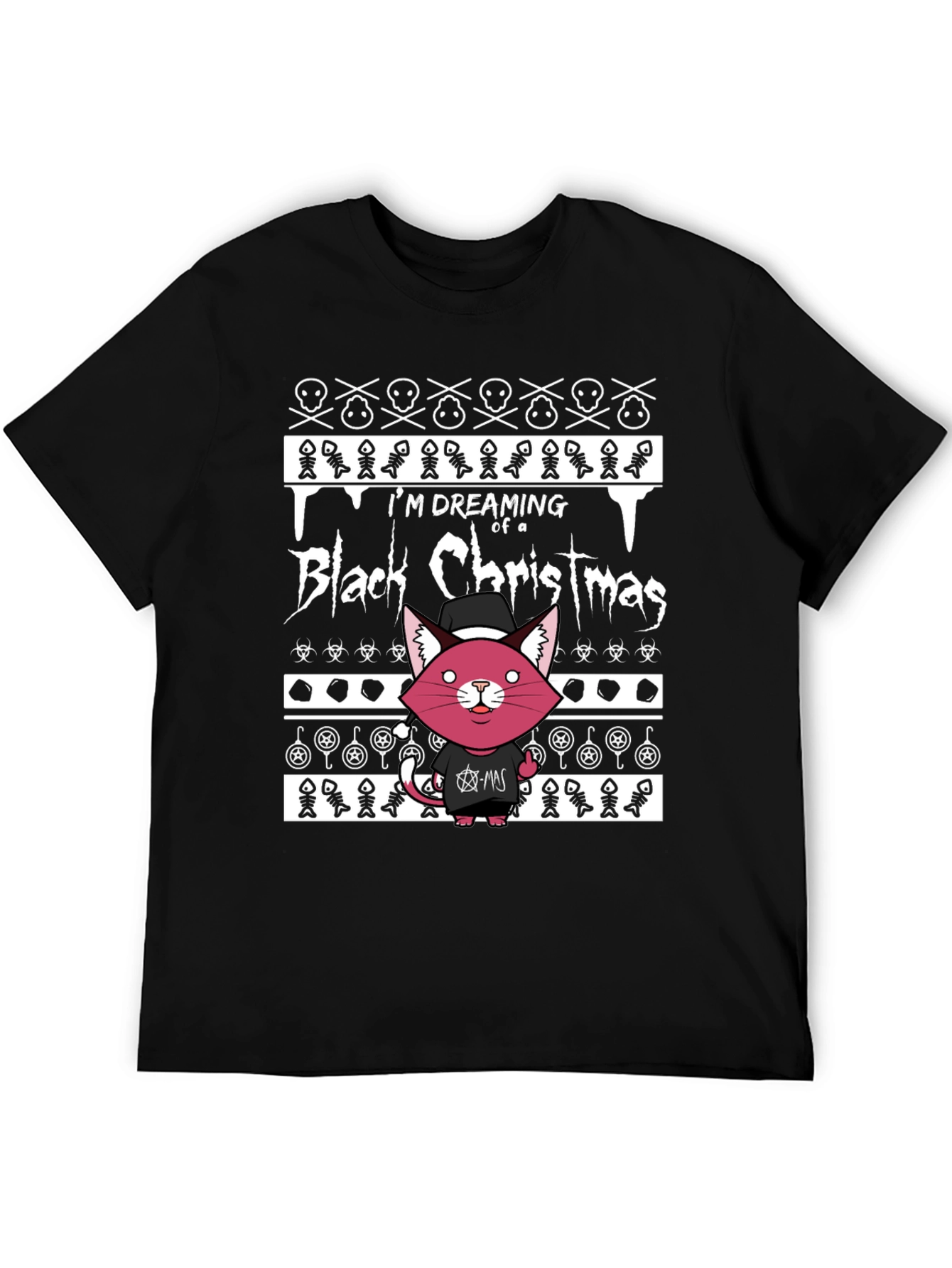 Black Christmas Cat T-Shirt