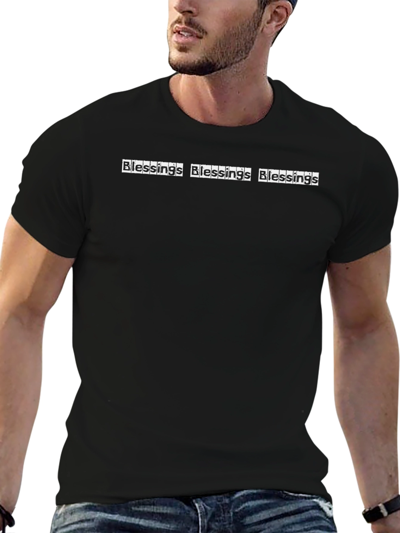 Blessings Graphic Print Black T-Shirt