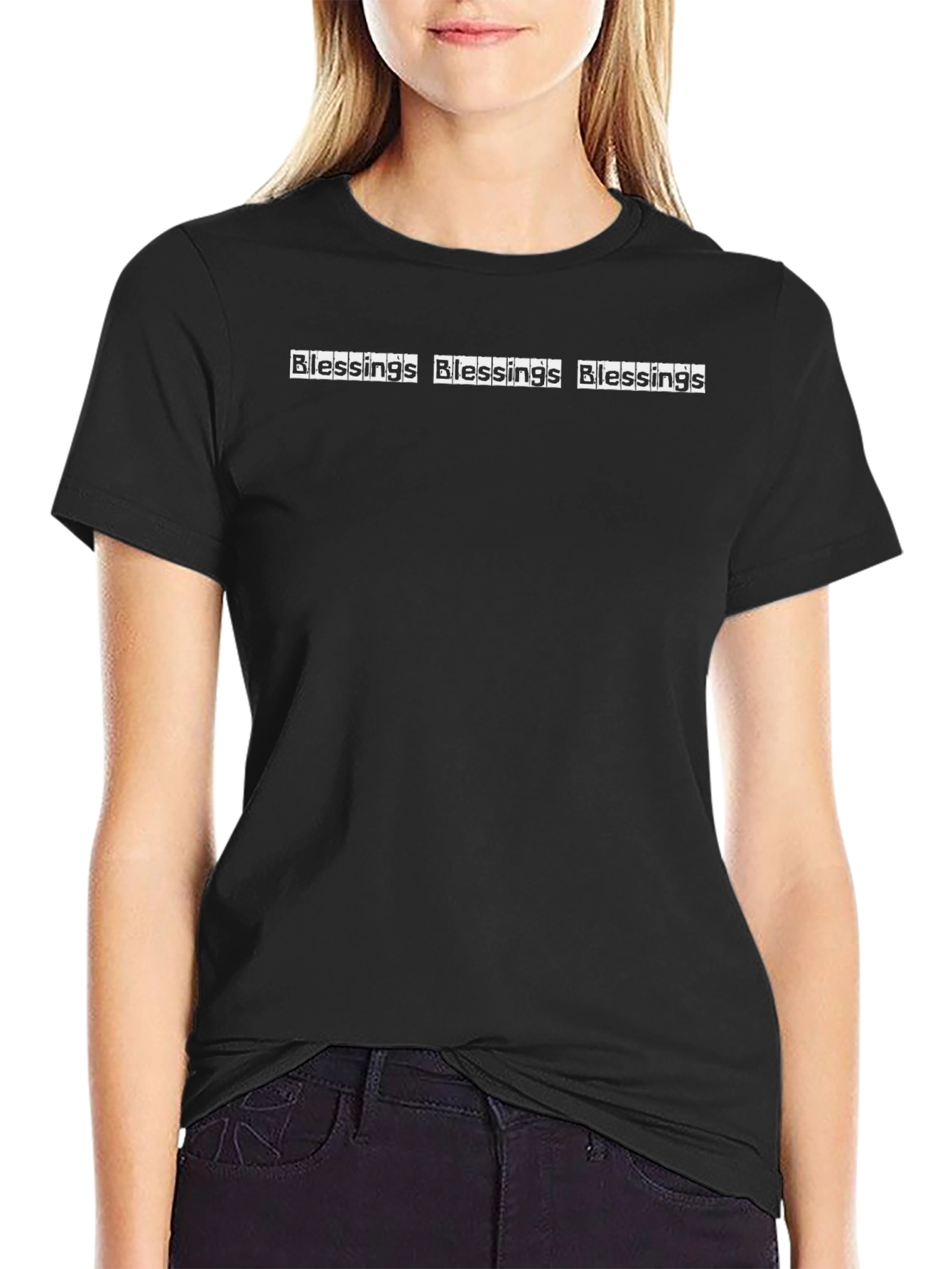 Blessings Graphic Print Black T-Shirt