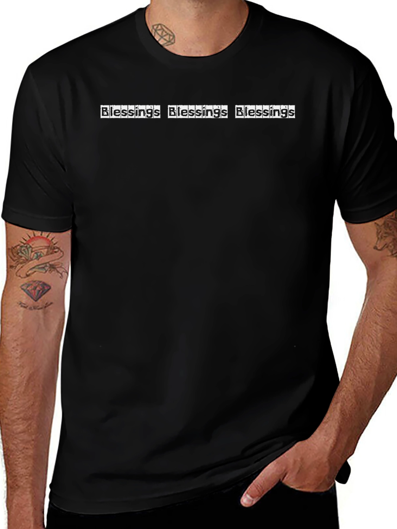Blessings Graphic Print Black T-Shirt