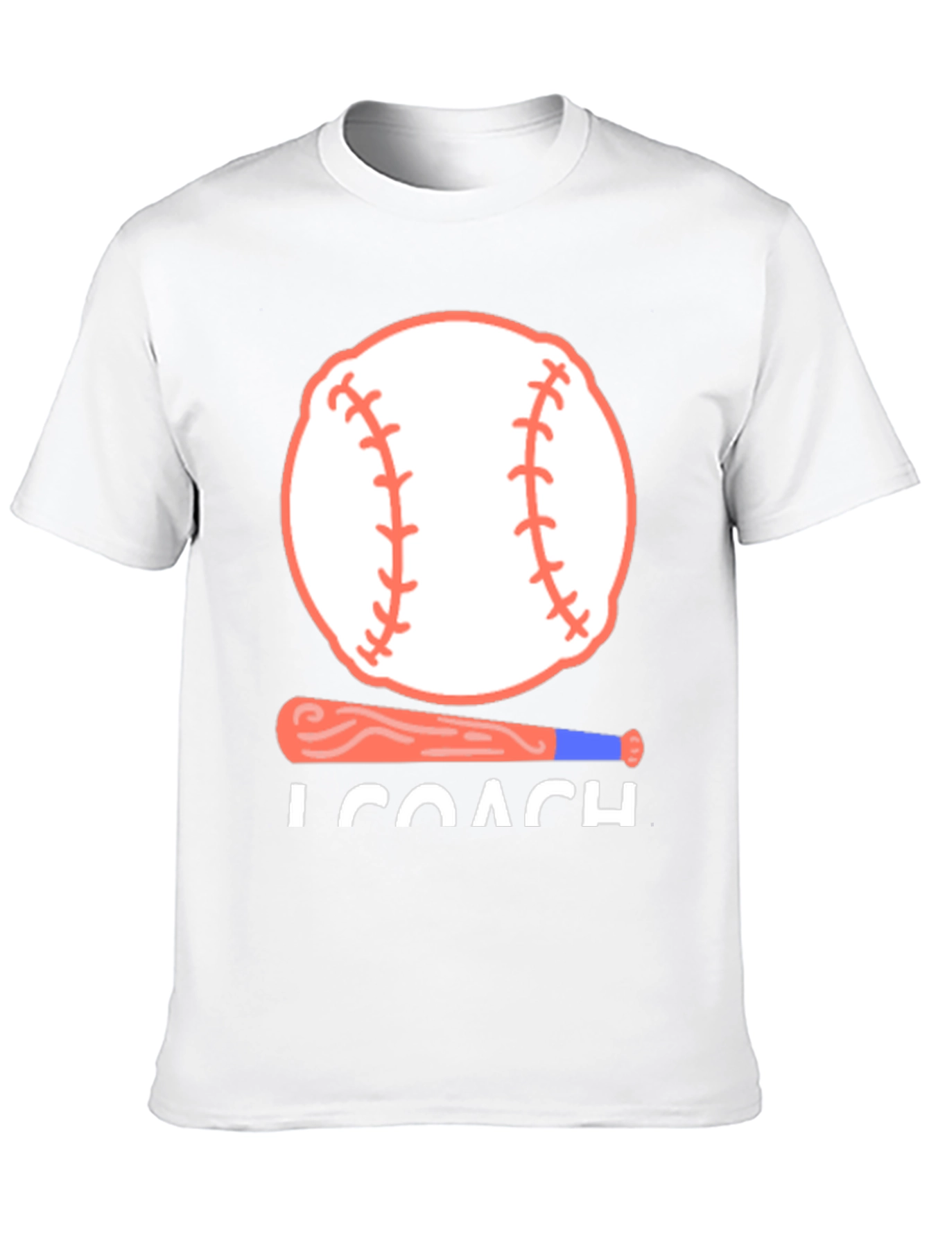 Baseball Coach T-Shirt - Baseball Bat and Ball Design