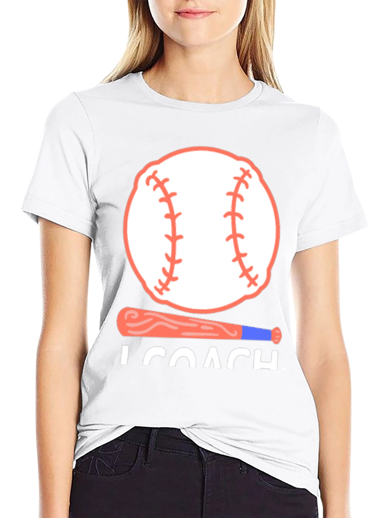 Baseball Coach T-Shirt - Baseball Bat and Ball Design