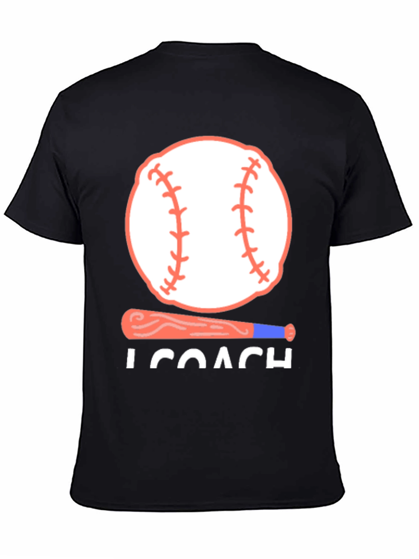 Baseball Coach T-Shirt - Baseball Bat and Ball Design