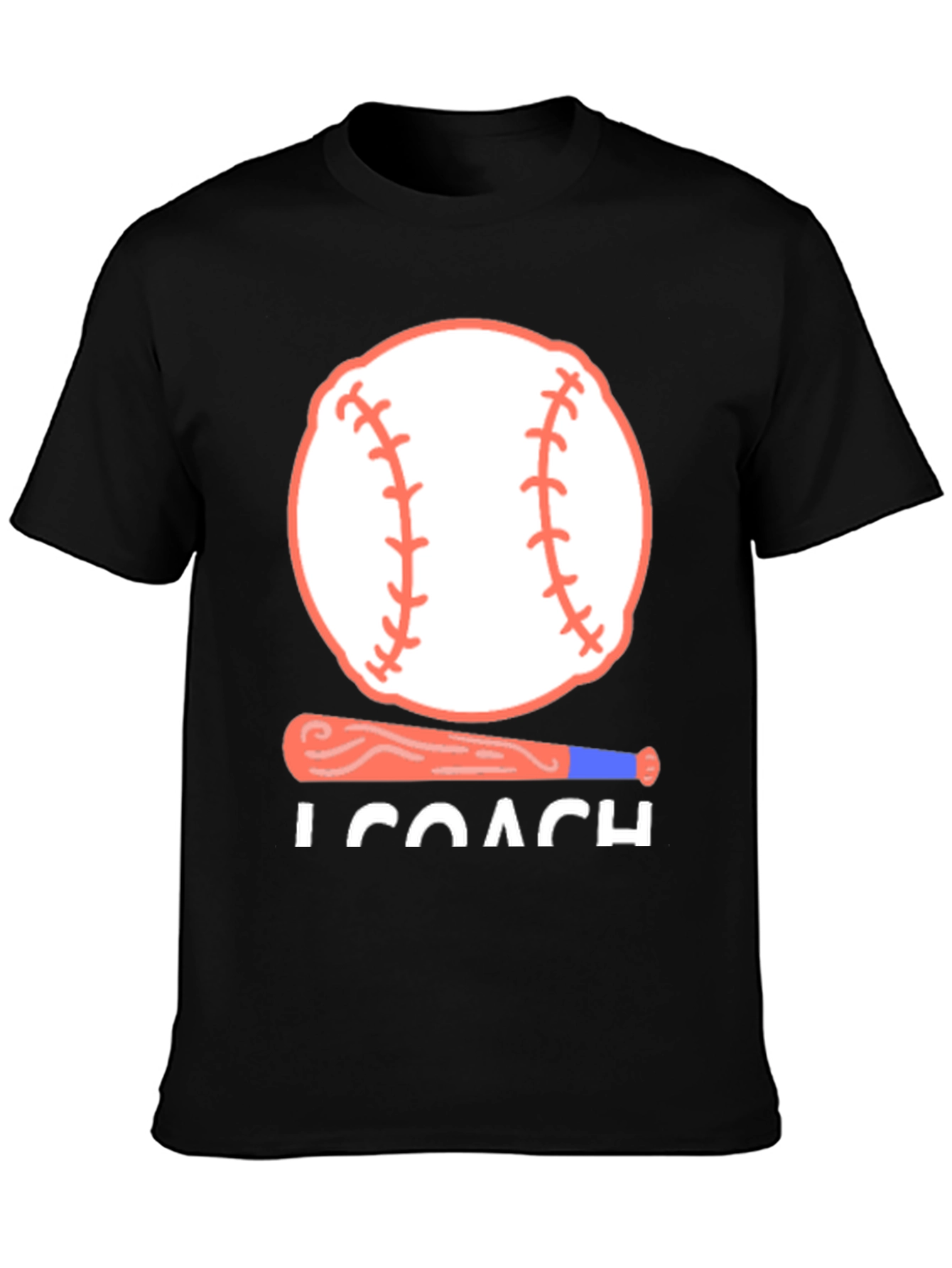 Baseball Coach T-Shirt - Baseball Bat and Ball Design