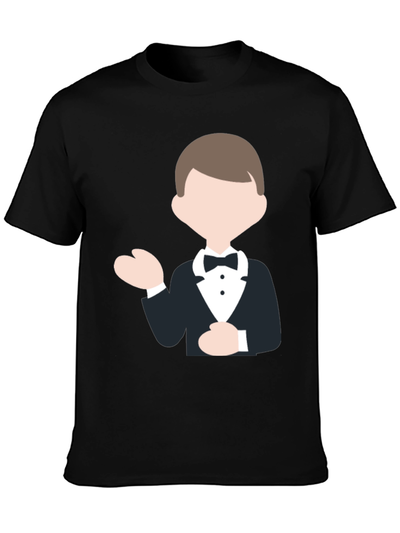 Tuxedo Cartoon Graphic Black T-Shirt