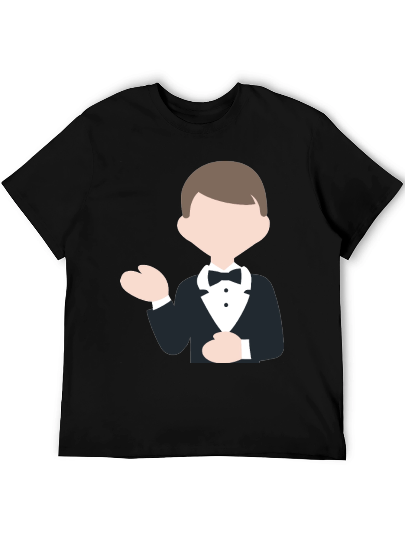 Tuxedo Cartoon Graphic Black T-Shirt