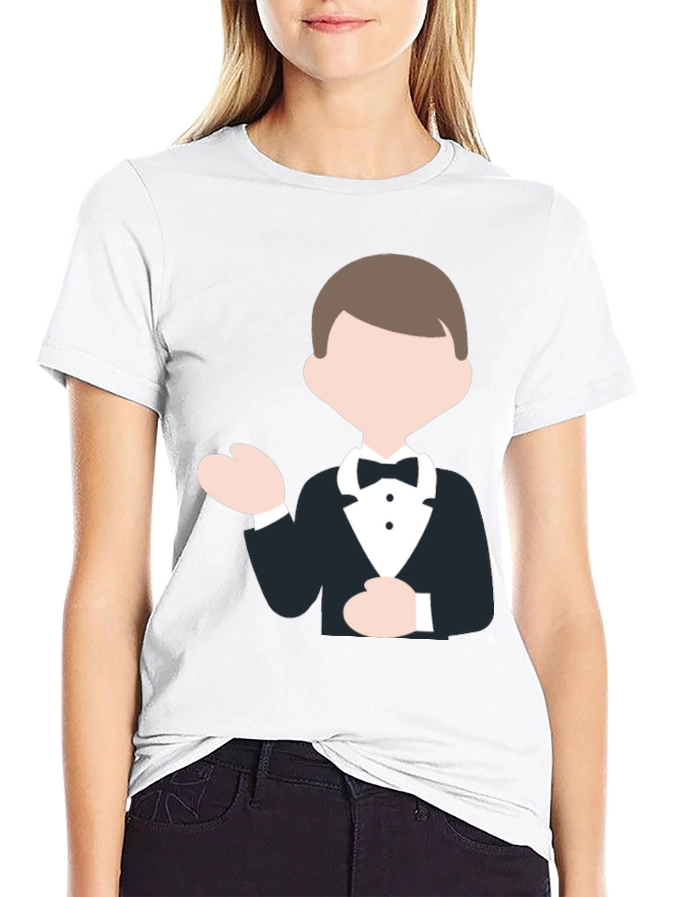 Tuxedo Cartoon Graphic Black T-Shirt