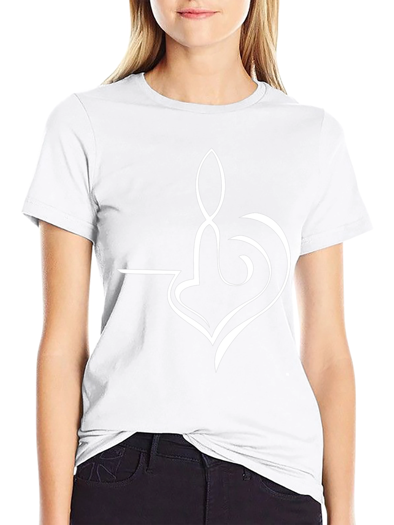 Abstract Heart Design Black T-Shirt