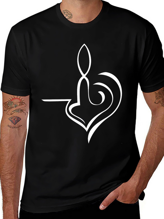 Abstract Heart Design Black T-Shirt
