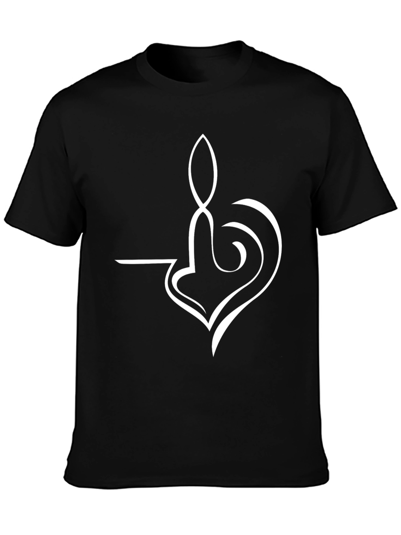 Abstract Heart Design Black T-Shirt