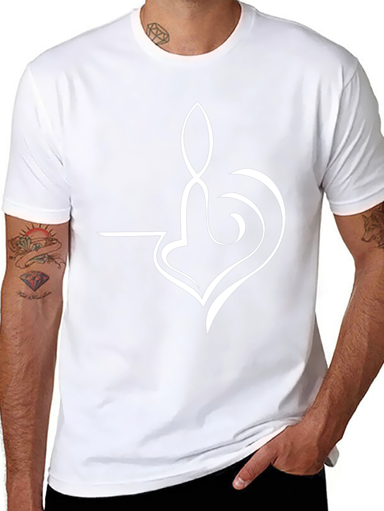 Abstract Heart Design Black T-Shirt