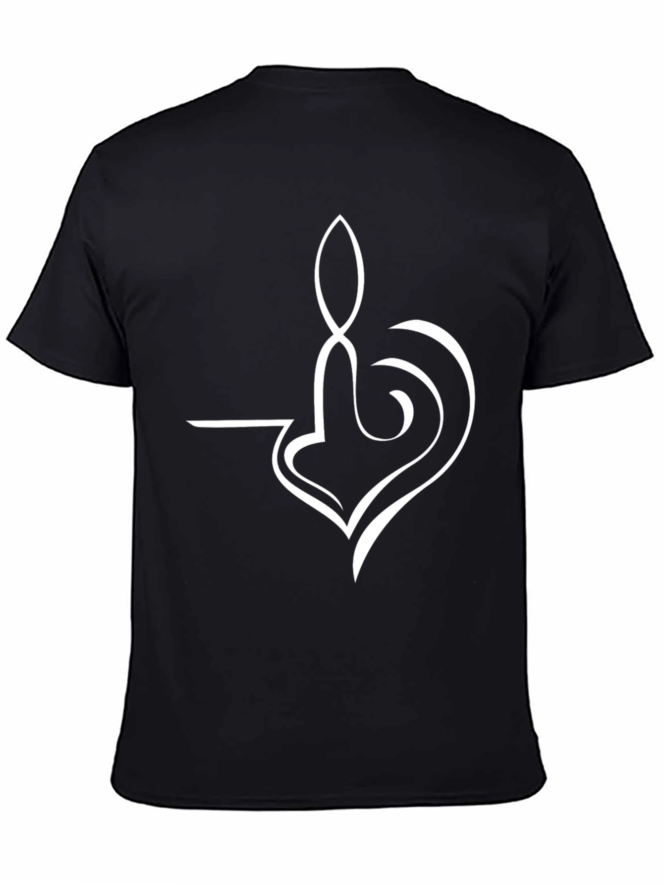 Abstract Heart Design Black T-Shirt