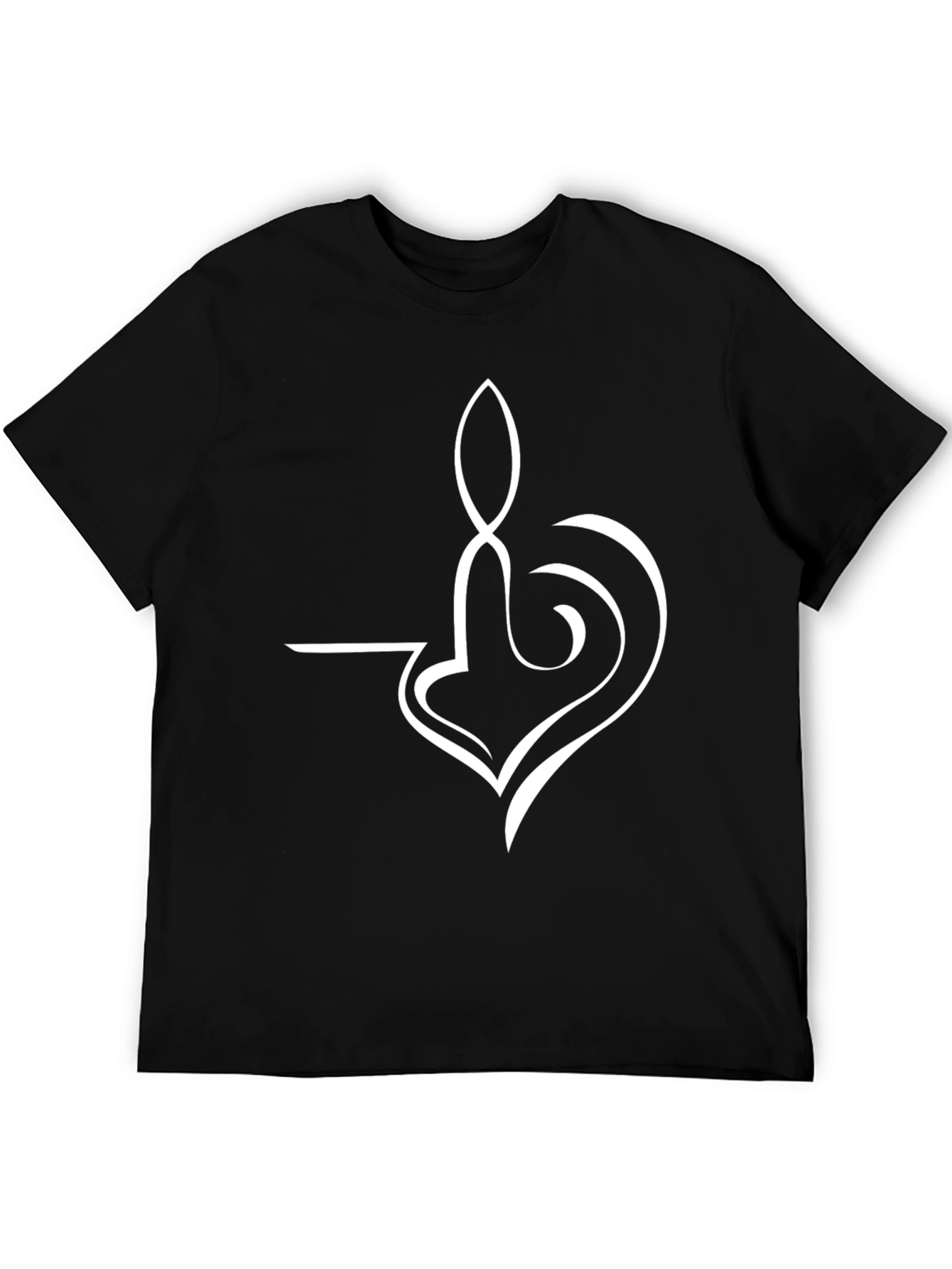 Abstract Heart Design Black T-Shirt