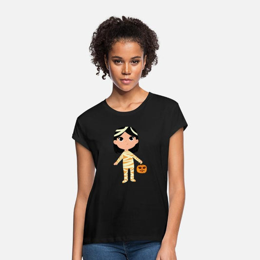 Halloween Kid Dressed As Mummy Holding Pumpkin