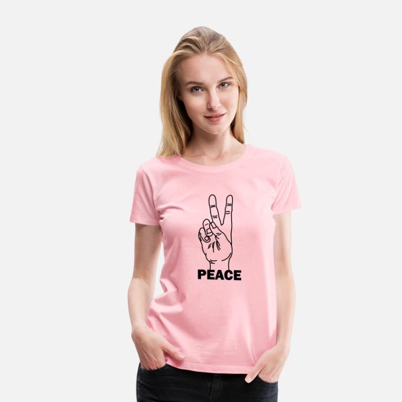 Hand gesture peace with text PEACE