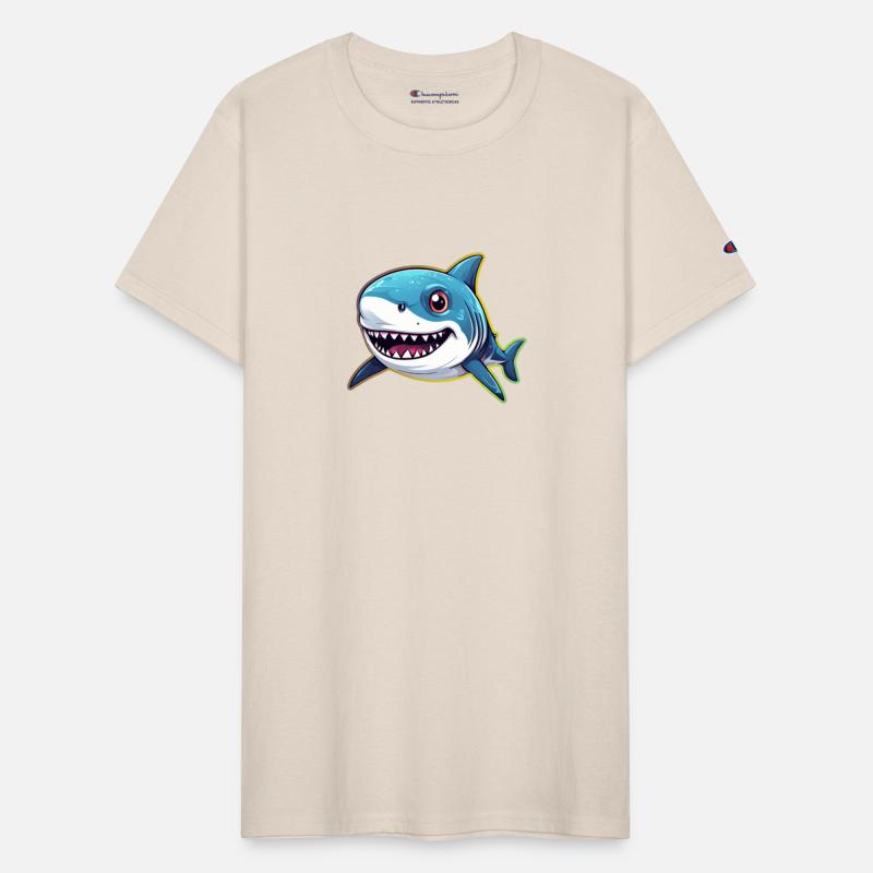 happy Cute cartoon Shark Icon Detailed Comic