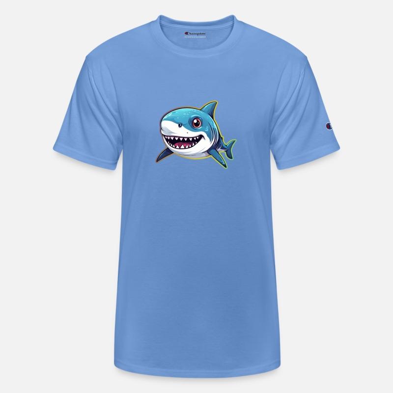 happy Cute cartoon Shark Icon Detailed Comic