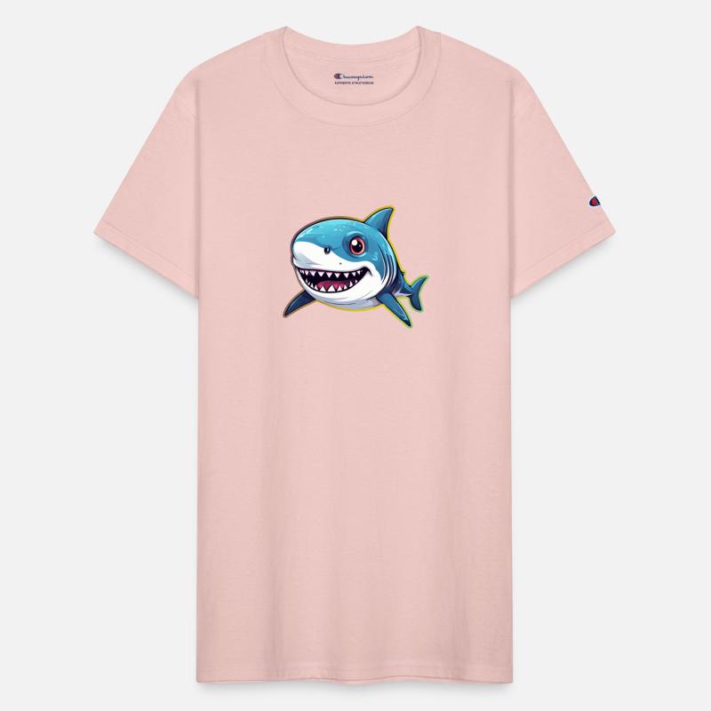 happy Cute cartoon Shark Icon Detailed Comic