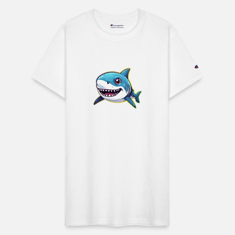 happy Cute cartoon Shark Icon Detailed Comic