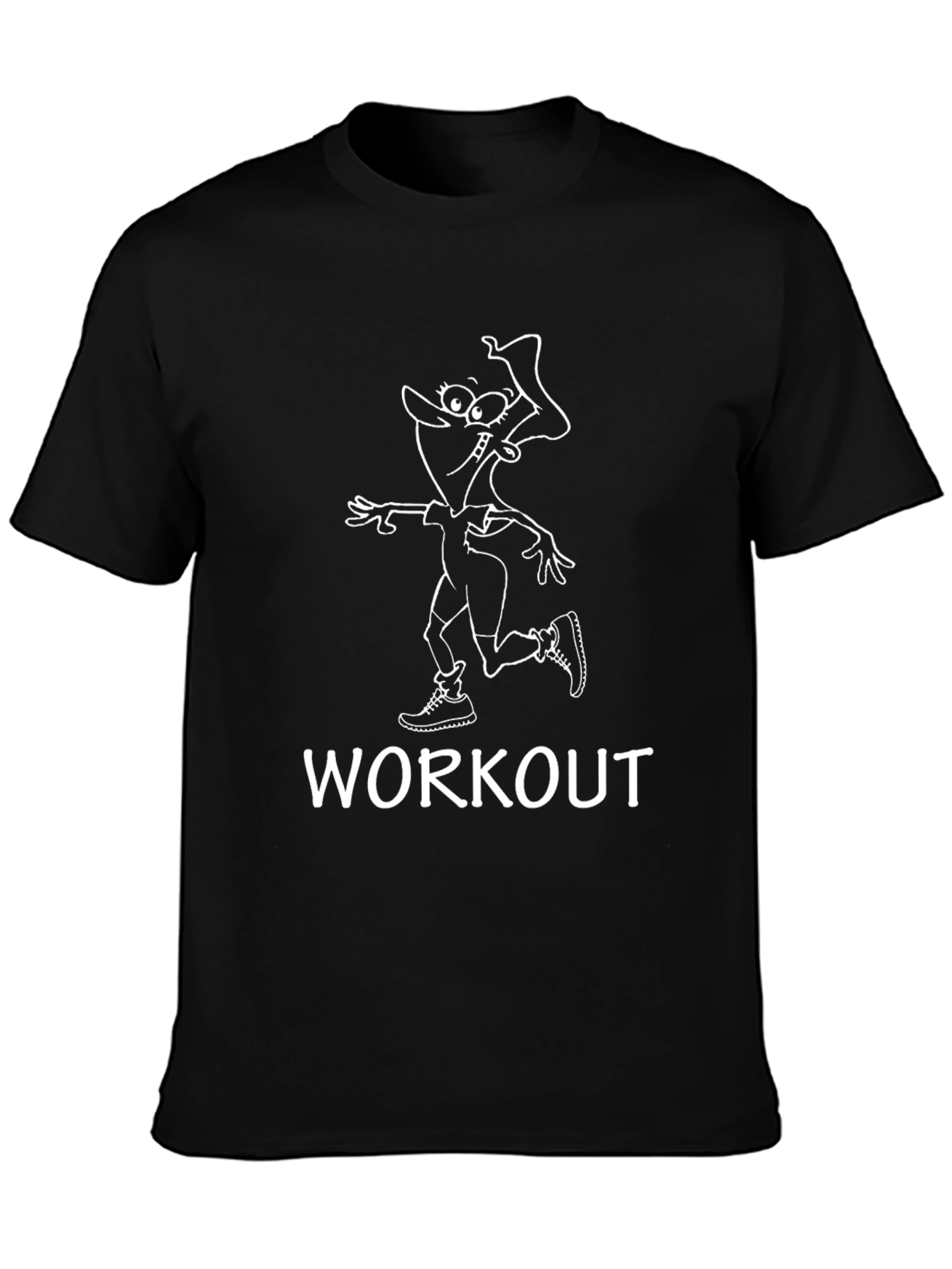 Workout Cartoon Graphic Black T-Shirt