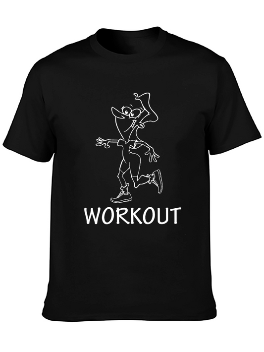 Workout Cartoon Graphic Black T-Shirt
