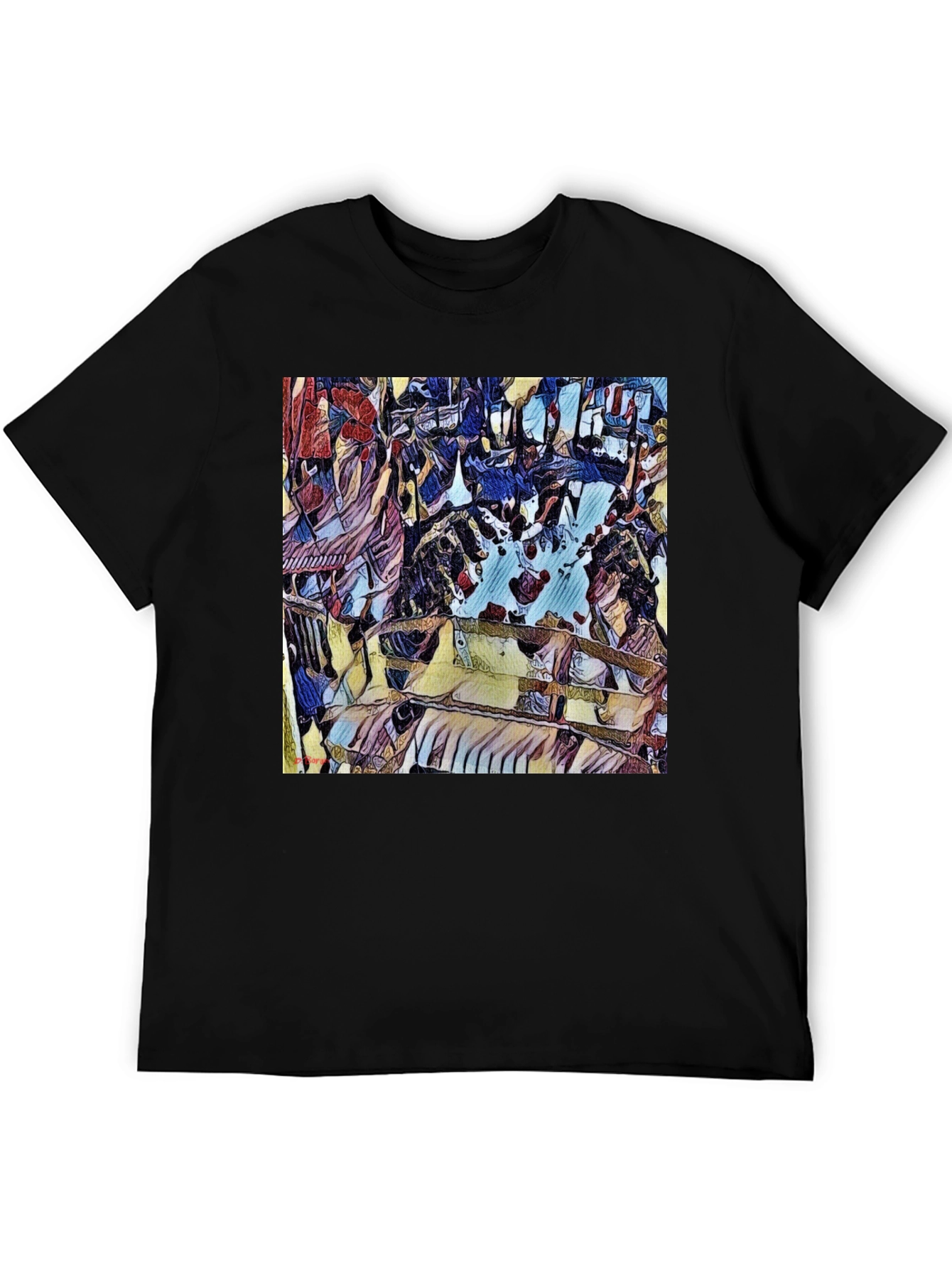 Abstract Art Print Black T-Shirt