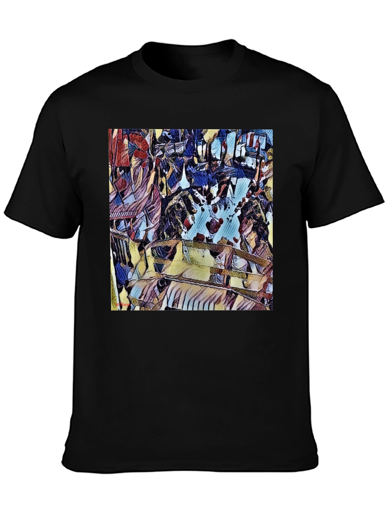 Abstract Art Print Black T-Shirt