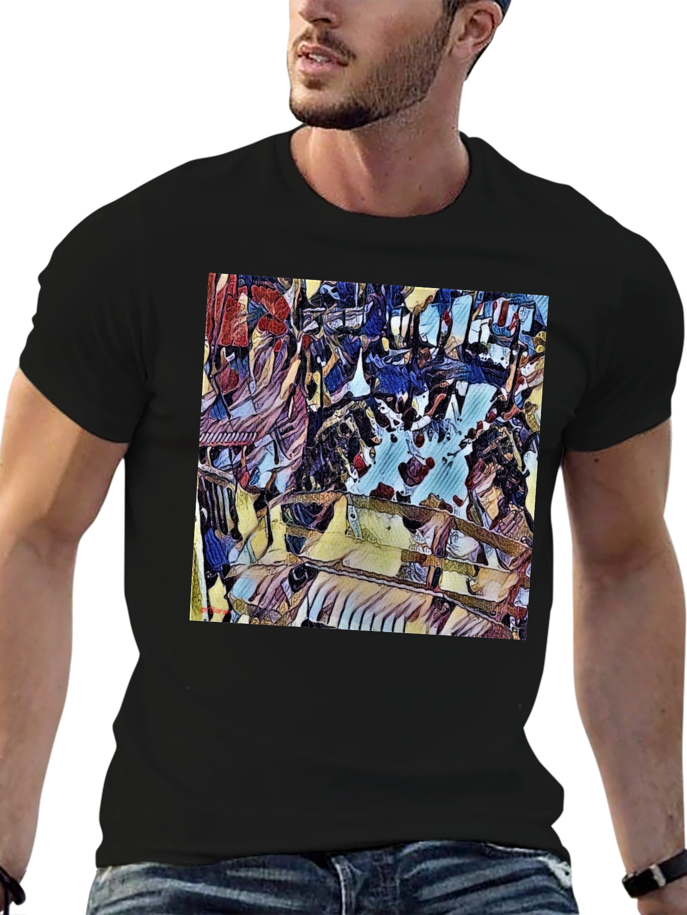 Abstract Art Print Black T-Shirt