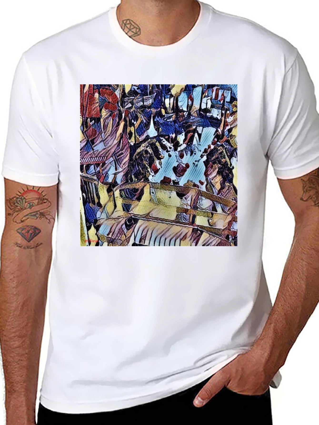 Abstract Art Print Black T-Shirt