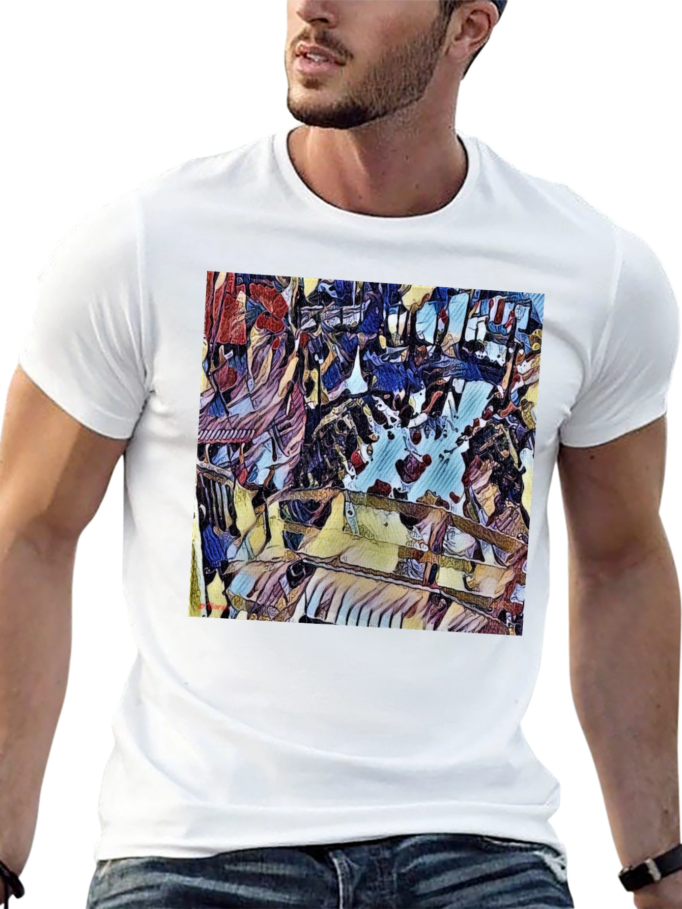 Abstract Art Print Black T-Shirt