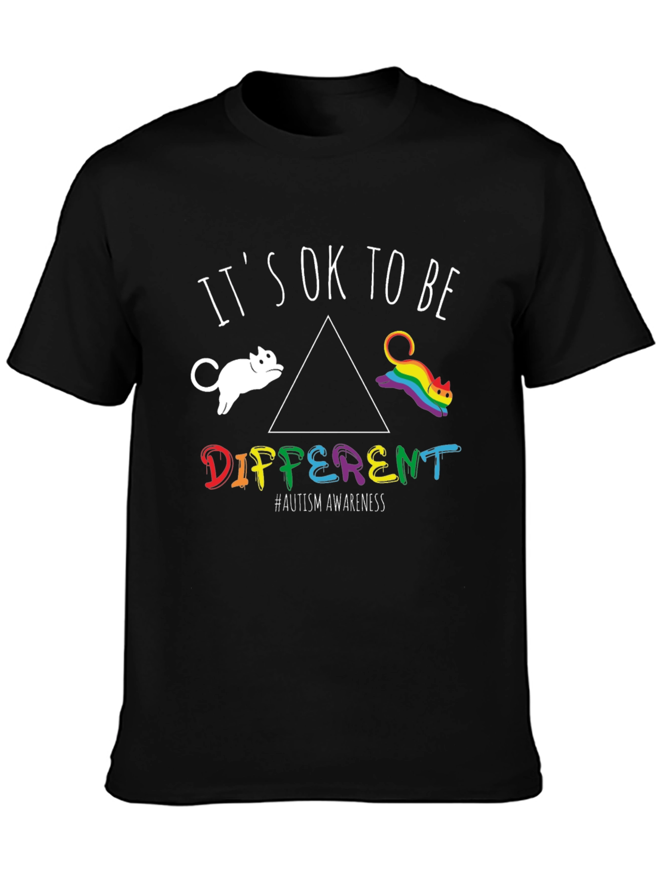 Autism Awareness Its OK To Be Different Cat T-Shirt
