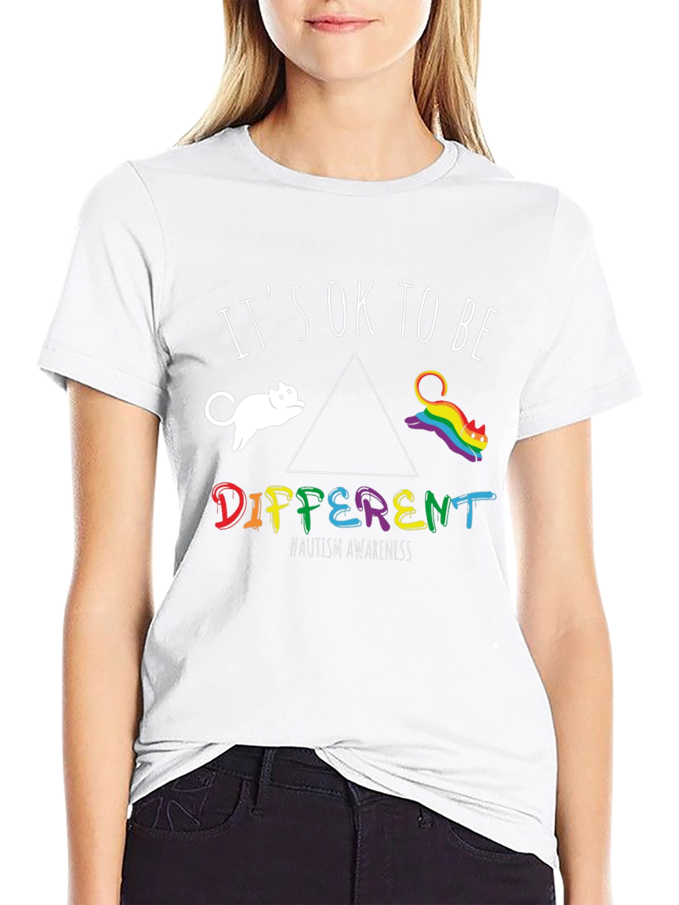 Autism Awareness Its OK To Be Different Cat T-Shirt